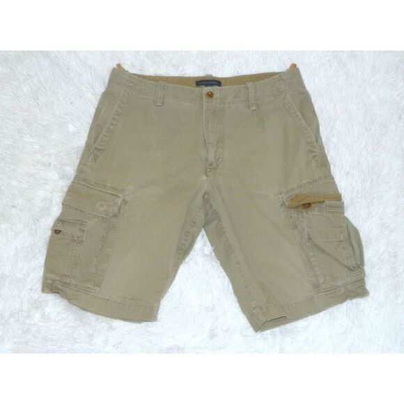 Banana Republic  Shorts Cargo Y2K Brown Green Military Mens Pockets Size 33 - Picture 1 of 8